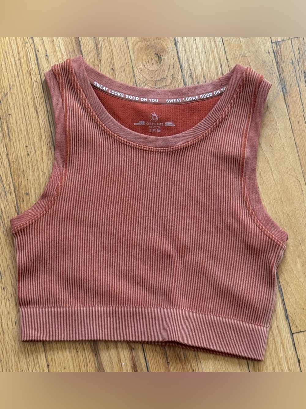 aerie Ribbed Crop Tank Top in Rust